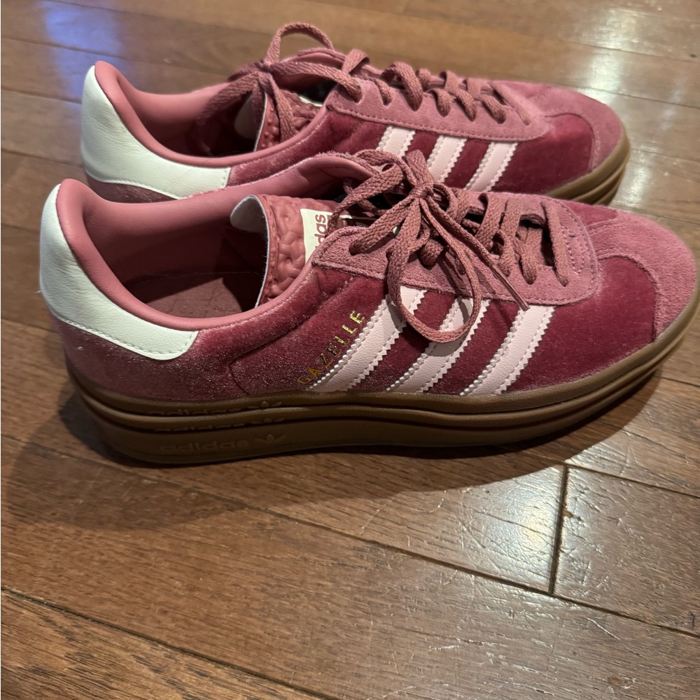 Adidas Pink and White Gazelle Bolds